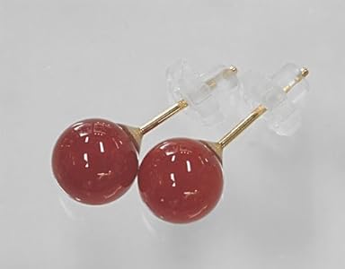 Amazon | 赤メノウ丸玉ピアス K18（6mm） | ピアス 通販